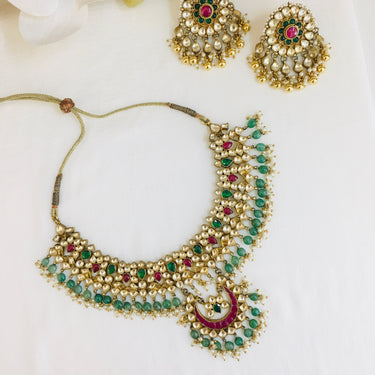 Kundan Emerald Necklace Set Zayn Luxury Jewellery